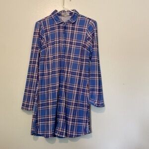 No Comment NY flannel full button down uber soft long roll upsleeve dress large